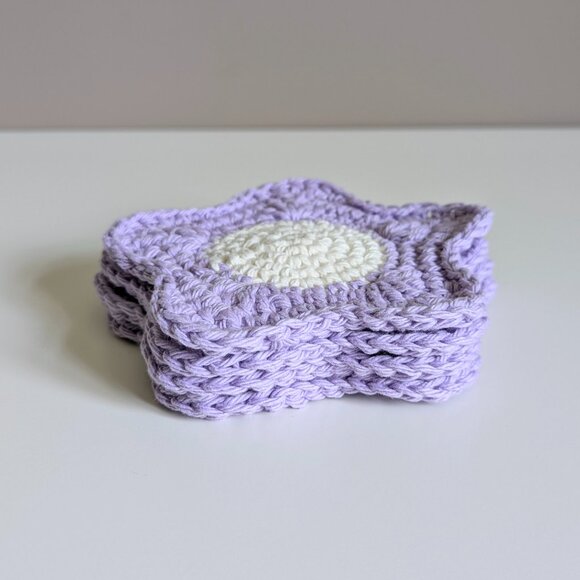 Crochet Flower Coaster Set of 4 - Picture 3 of 9